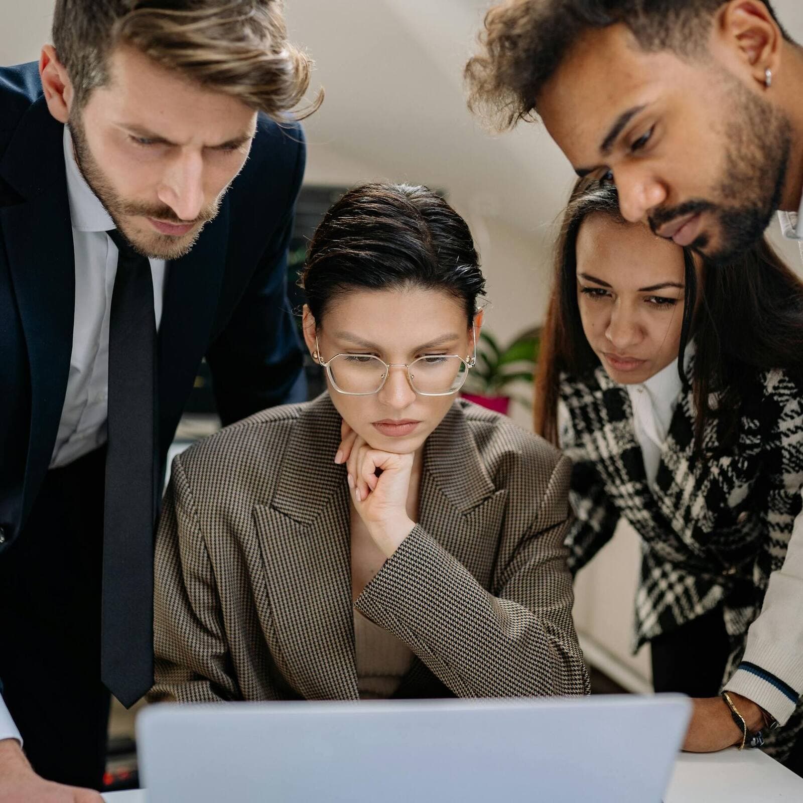 Tax consultant reviewing documents with client